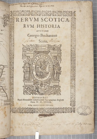Tittelside til Historia Scoticarum av George Buchanan av Scottish School