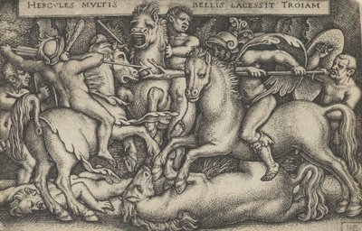 Hercules Fighting Against the Trojans, fra The Labours of Hercules, 1545. av Sebald Beham