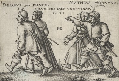 Januar og februar, fra Bondefesten eller de tolv månedene, 1546. av Sebald Beham