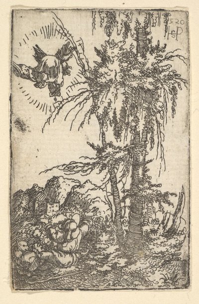 Joachim mottar løftet om Jomfruens fødsel, 1520. av Sebald Beham