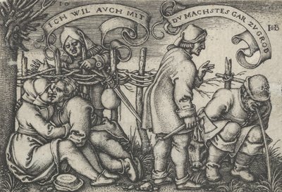 Bønder bak hekken, fra Bondefesten eller de tolv månedene, 1546-47. av Sebald Beham