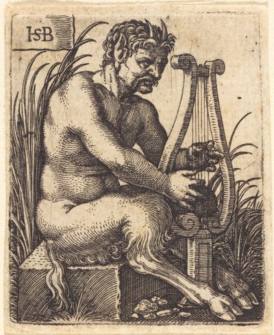 Satyr spiller lyre av Sebald Beham