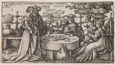 The Prodigal Son Wasting his Fortune, fra serien "The History of the Prodigal Son" av Sebald Beham