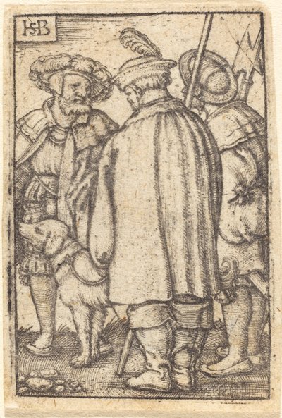 Tre soldater og en hund av Sebald Beham