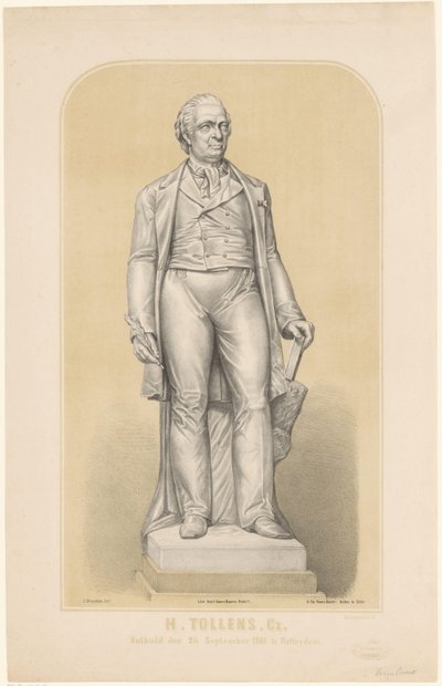Statue av Hendrik Tollens H. Tollenz, Cz, avslørt 24. september 1860 i Rotterdam (tittel på objekt) av Sebastiaan Theodorus Voorn Boers
