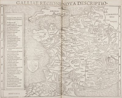 Cosmographia, detalj av Gallia av Sebastian Munster