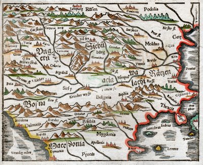 Øst-Europa og Balkan 1575 av Sebastian Munster