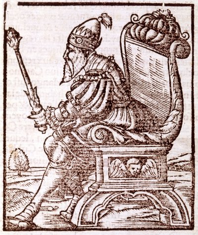Qubilai (Kubilai Khan, første keiser av det mongolske Yuan-dynastiet (1215-1294) - i "" Cosmographia"" av S. Munster. Paris av Sebastian Munster