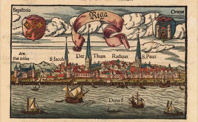 Riga Fra Cosmographia, ca 1568 av Sebastian Munster