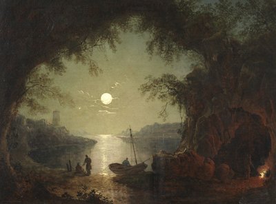 A Moonlit Cove (olje på lerret) av Sebastian Pether