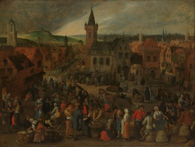 Markedsdag i en flamsk by av Sebastian Vrancx
