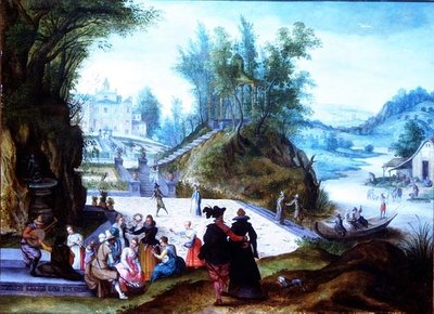 Månedene mai og juni med en capriccio utsikt over Villa Borghese av Sebastian Vrancx