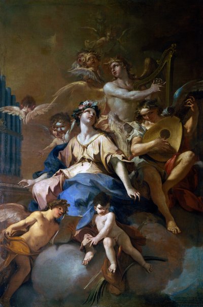 Glory of St Cecilia med musikalske engler, ca. 1720 (olje på lerret) av Sebastiano Galeotti