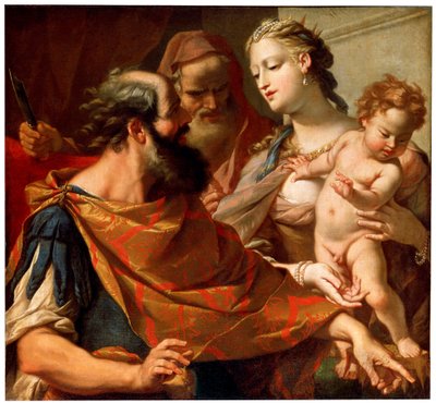 Barnet Moses som tråkker på faraoens krone, c1685-c1687 av Sebastiano Ricci