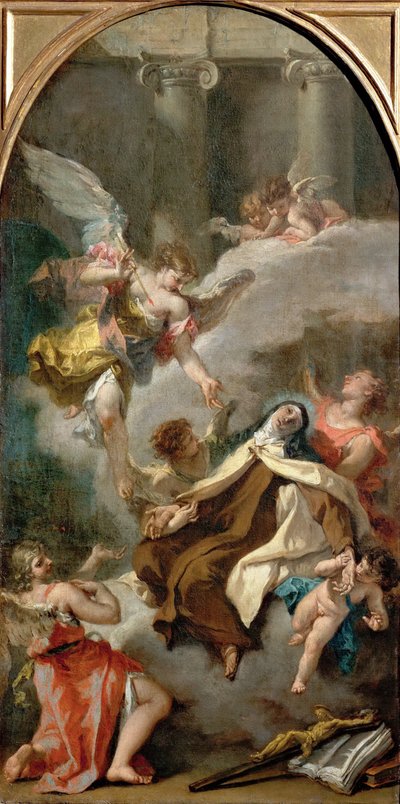 Visjonen til den hellige Teresa av Avila (1515-1582) - Sebastiano Ricci (1659-1734). Olje på lerret, ca 1728. Mål : 71,5x37 cm. Kunsthistorisk museum, Vienne av Sebastiano Ricci