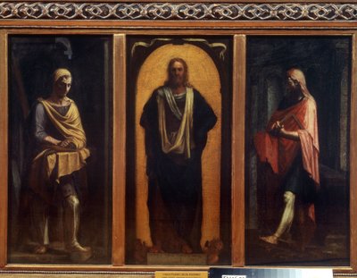 Kristus med to hellige. Maleri av Sebastiano del Piombo (1485-1547). Olje på lerret. Venetiansk kunst, renessanse. Regionalt kunstgalleri, Tambov av Sebastiano del (c.1485 1547) Piombo