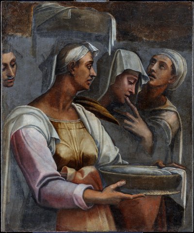 Besøket - Tre figurer av Sebastiano del (c.1485-1547) Piombo