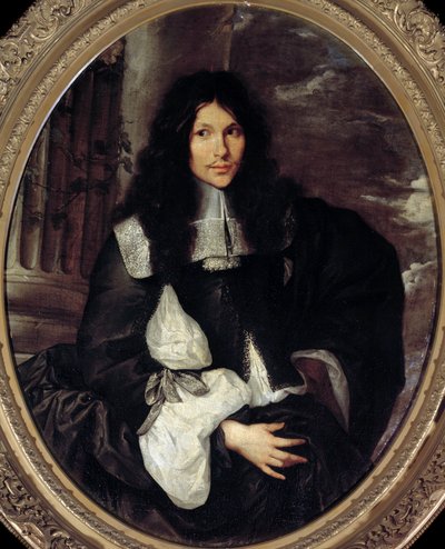 Portrett av en mann (lenge antar Jean Fouquet). Anonymt maleri av skolen til Sebastien Bourdon (1616-1671) av Sebastien (school of) Bourdon