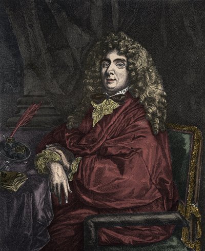 Portrett av Jean-Baptiste Poquelin dit Moliere (Jean Baptiste Poquelin av Sébastien Bourdon