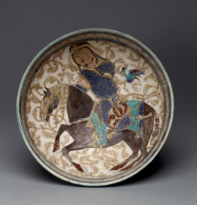 Skål med prins til hest fra Iran (dekorert steinpasta) av Seljuq Dynasty Seljuq Dynasty