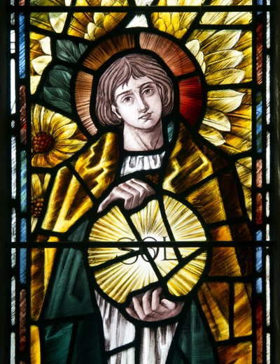 Erkeengel St Uriel detalj, ca. 1890 (farget glass) av Selwyn Image