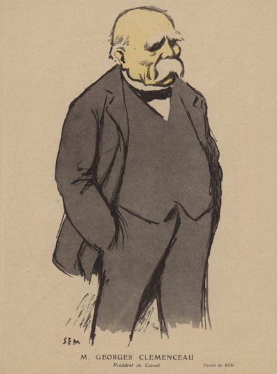 Georges Clemenceau , fransk politiker (farge litho) av Sem