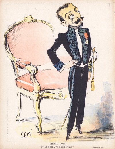 Pierre Loti , fransk sjøoffiser og romanforfatter (farge litho) av Sem