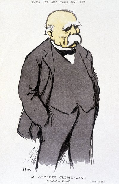 Portrett av Georges Clémenceau - dess. av Sem (1863 - 1934), i “Fantasio” eller 01/02/1918, nr. 265 av Sem