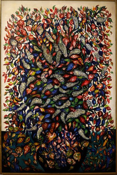 Blomster og frukt, ca. 1920 (olje på lerret) av Seraphine Louis