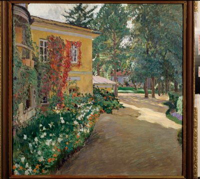 In a Country Estate - Maleri av Sergei Arsenyevich Vinograd (1869-1938), olje på lerret av Sergei Arsenevich Vinogradov