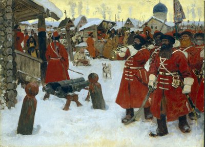 Streltsy-troppen (strelets) - Maleri av Sergei Vasilyevich Ivanov (1864-1910), olje på lerret av Sergei Ivanovich Gribkov