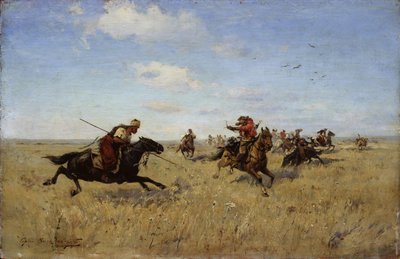 Kamp mellom Dnepr-kosakker og tatarer, 1892 av Sergei Ivanovich Vasilkovsky