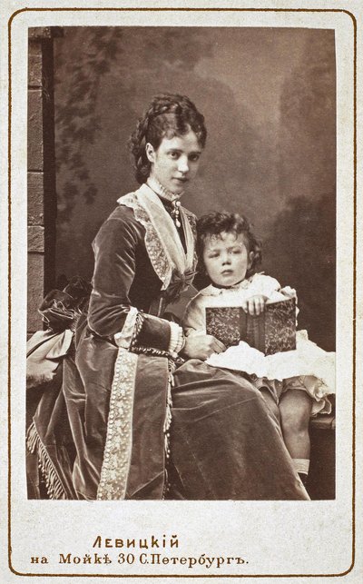 Keiserinne Maria Fyodorovna Dagmar av Danmark 1847-1928 med sønn Nicholas Alexandrovich av Russland, av Sergei Lvovich Levitsky