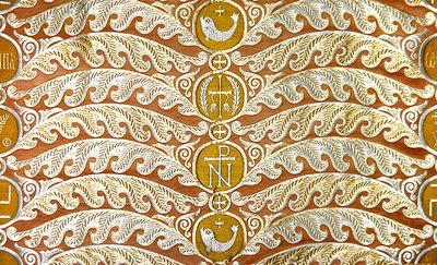 Olovyanishnikov Manufactory Gold Satin, tidlig på 1900-tallet (tekstil) av Sergei Vashkov