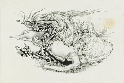 Chernomor og Lyudmila. Illustrasjon til diktet Ruslan og Ljudmila av A. Pushkin, 1921-1926. av Sergei Vasilevich Chekhonin