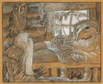 Bonden og domovoyen, 1922. av Sergei Vasilevich Chekhonin