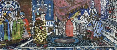 Illustrasjon til eventyret om tsaren Saltan av A. Pushkin av Sergei Vasilievich Malyutin