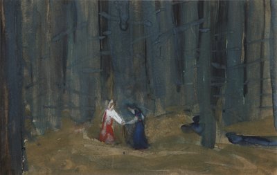 Illustrasjon til historien om den døde prinsessen og de syv ridderne av Sergei Vasilievich Malyutin