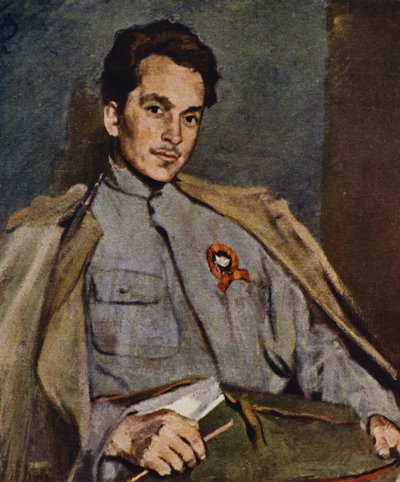 Portrett av russisk forfatter og revolusjonær Dmitrij Furmanov av Sergei Vasilievich Malyutin