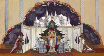 Scenografi for balletten Nøtteknekkeren av P. Tsjaikovskij av Sergei Yurievich Sudeykin