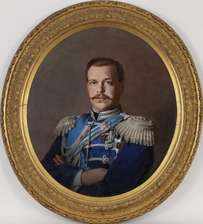 Alexandre III - Portrett av keiseren Alexander III (1845-1894) - Peinture de Sergei Konstantinovich Zaryanko (1818-1870), ca 1865 - Olje på lerret, 78x71 - Privat samling av Sergey Konstantinovich Zaryanko