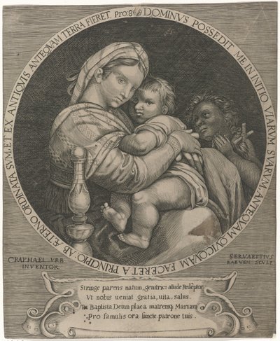 Madonna della sedia Maria med Kristusbarnet og døperen Johannes av Servatius Raeven