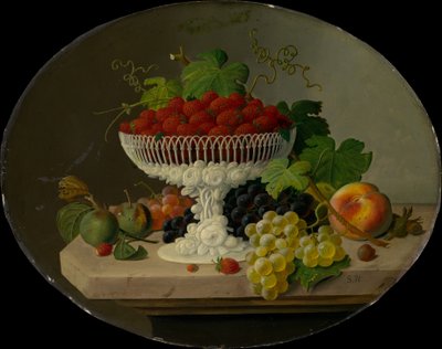 Stilleben med jordbær i en kompott, 1865-70. av Severin Roesen