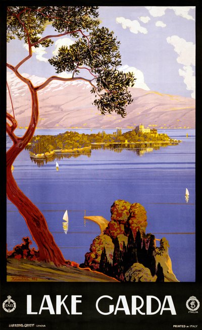 Vintage plakat for Gardasjøen, Italia av Severino Trematore