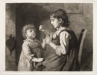 Det første håndarbeidet, 1884. av Seymour Joseph Guy