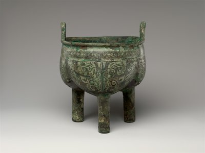 Fliket stativkjele, sen Anyang-periode av Shang Dynasty Chinese School