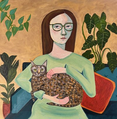 Koselig kvinne med katt av Sharyn Bursic
