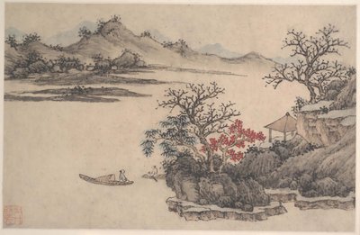 Landskap med høstløvverk. av Shen Zhou