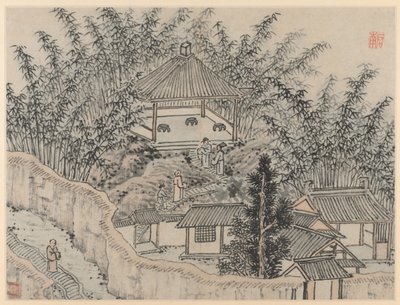 Tolv utsikt over Tiger Hill, Suzhou: Bamboo Pavilion, Tiger Hill av Shen Zhou