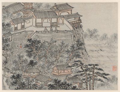 Tolv utsikt over Tiger Hill, Suzhou: The Five Sages Terrace av Shen Zhou